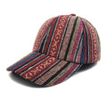 Women's bohemian-style baseball cap with dome crown in a solid colour, made from polyester fabric.