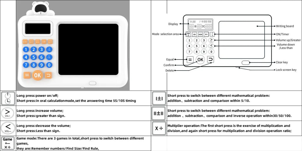 Elementary school student intelligent oral arithmetic training learning machine in astronaut English version, ABS body, USB rechargeable