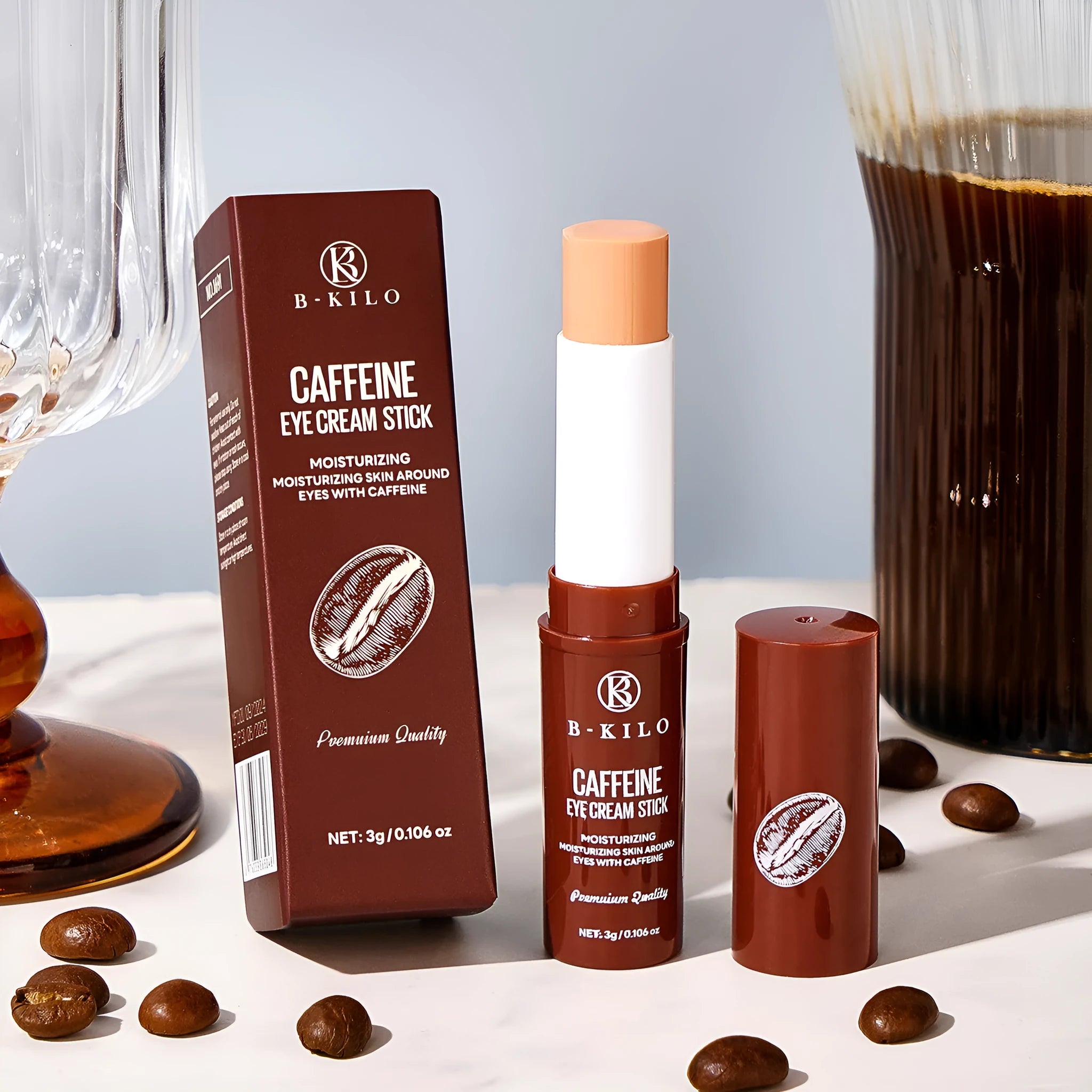 Caffeine eye cream stick in 3g format for under-eye hydration