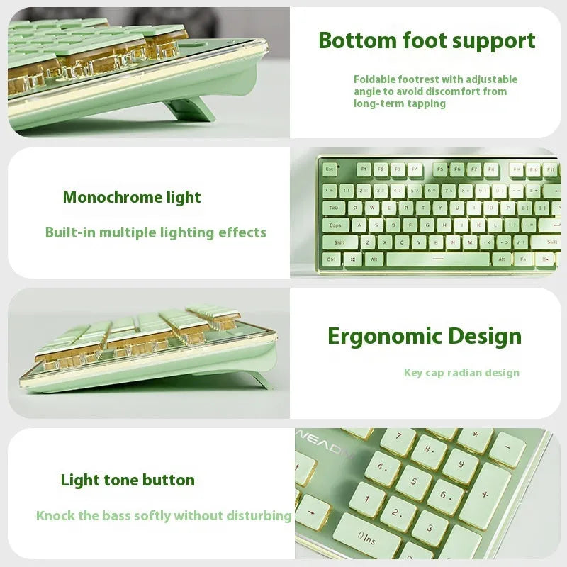 Prewalker V3 keyboard and mouse in retro green colour with mechanical feeling keys