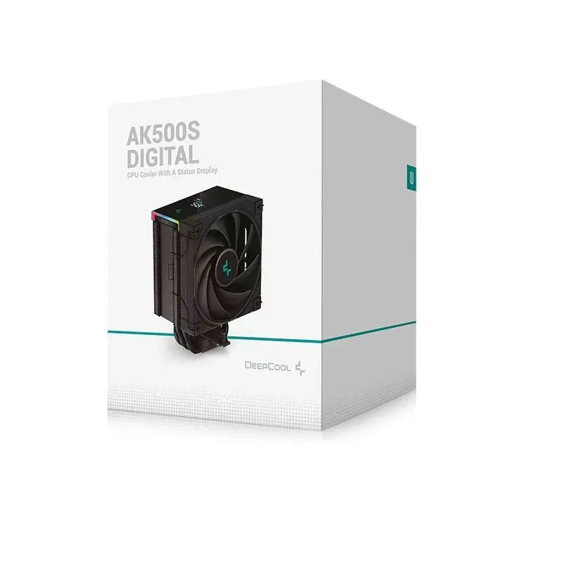 DeepCool AK Series black CPU tower air cooler with digital display and dual fans