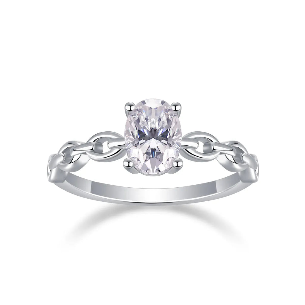 Rose moissanite wedding ring set with egg-shaped stone, S925 silver, platinum-plated, sizes 5-9, GRA certificate gift box