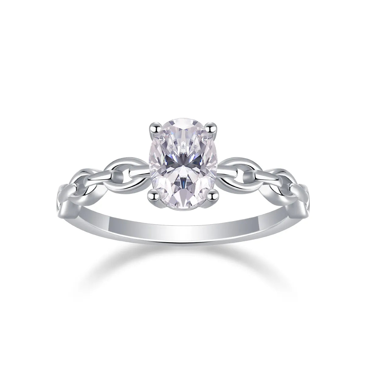 Rose moissanite wedding ring set with egg-shaped stone, S925 silver, platinum-plated, sizes 5-9, GRA certificate gift box