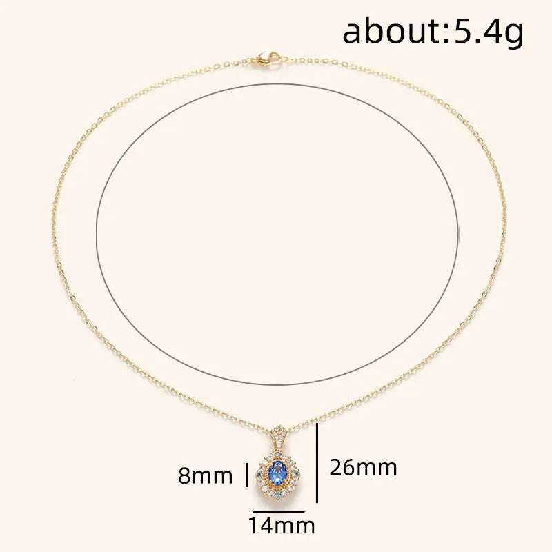 Huitan yellow gold-colour adjustable necklace with mixed gemstone and zircon pendant on a box chain.