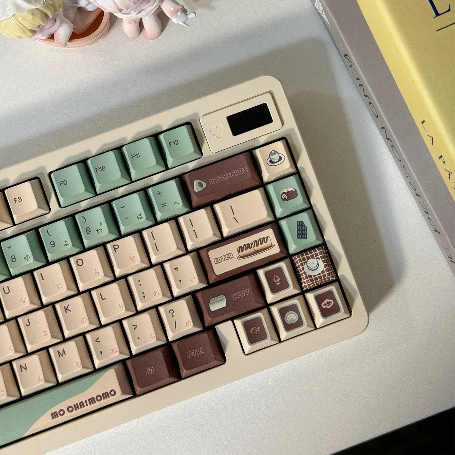 Craft Key CAP ergonomic mechanical keyboard keycaps in Matcha Theme colour with sublimation design.