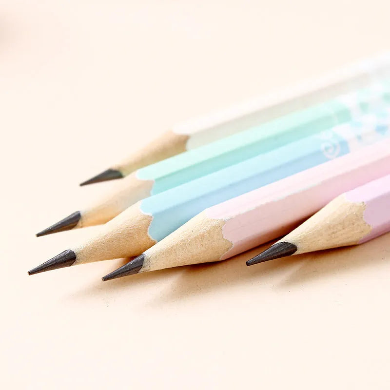 Basswood six-angle thermal transfer pencil with natural wood finish and HB marking