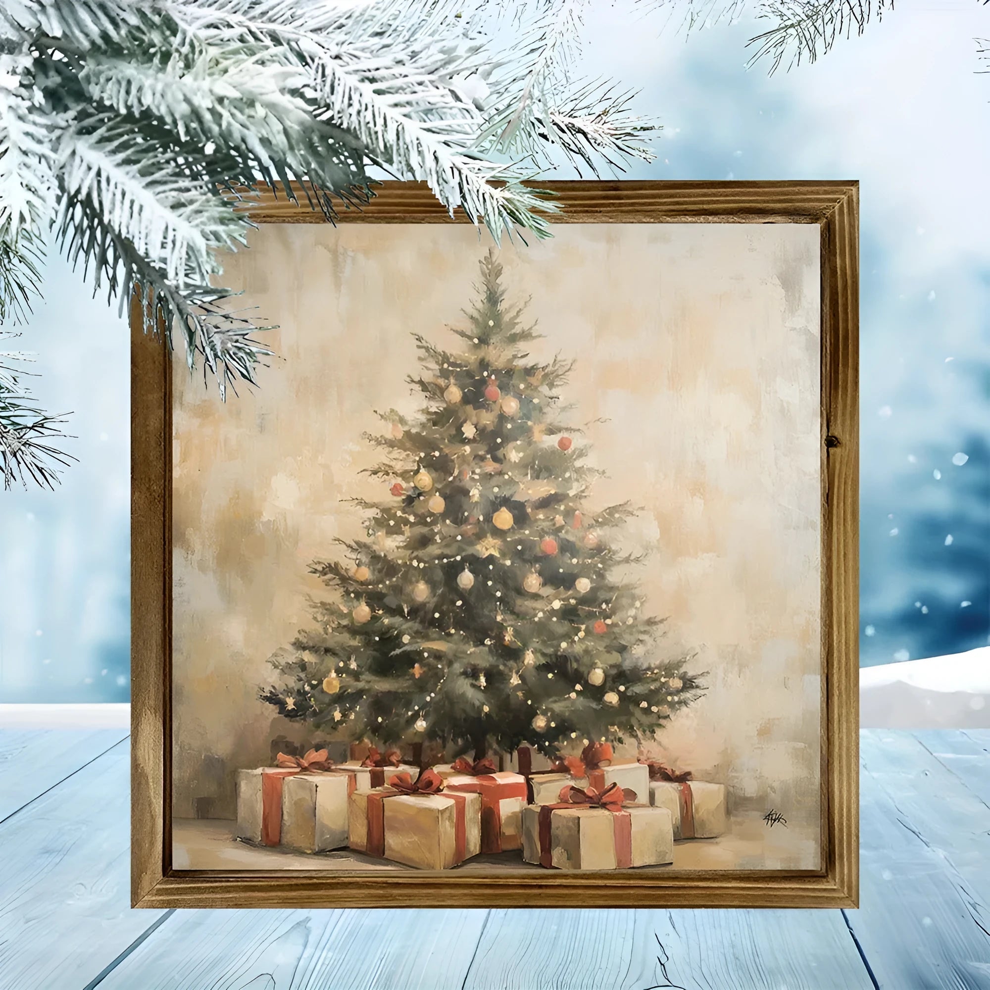 Double-layer pine wood photo frame 20x20cm in modern simplicity style for home decoration