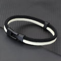 Black and white woven hand strap made from Milan rope alloy in three sizes