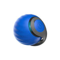 Blue interactive rolling ball pet toy for cats and dogs on indoor floor